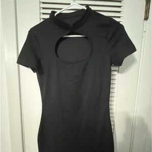 Mini black dress with cut out on top